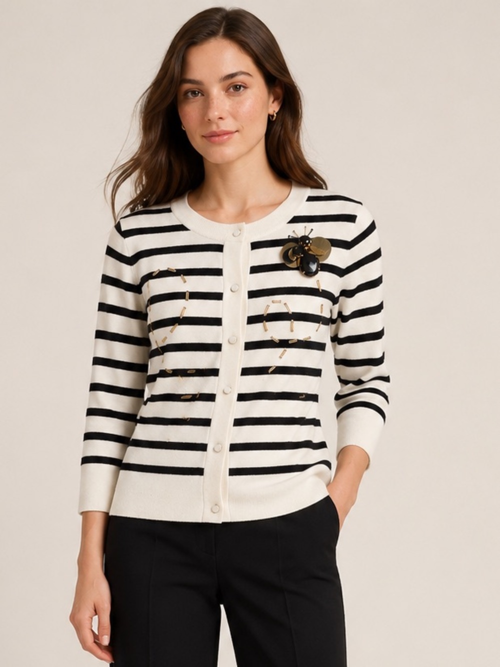 Kate Spade Beaded Bee Cardigan